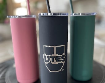 Laser Engraved University of Utah Tumbler: Utes Football, 20oz Stainless Steel