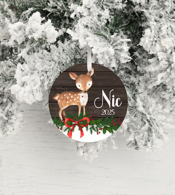 Personalized Reindeer Ornament, Custom Name & Year, Keepsake Gift