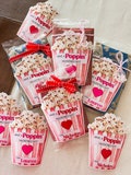Valentine popcorn stickers,Valentine's Day stickers, Boy Girl Kids classroom labels, Poppin' Valentines labels, Die cut popcorn bag sticker