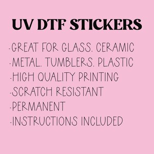 10, 20 or 50 pcs hand wash only UV DTF stickers for handmade glasses by the sheet, no heat needed, ready to ship, cup care stickers image 6