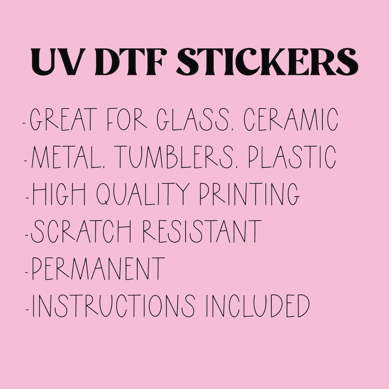 10, 20 or 50 pcs hand wash only UV DTF stickers for handmade glasses by the sheet, no heat needed, ready to ship, cup care stickers image 6