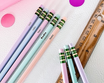 Personalized engraved #2 pencils, Pastel pencils, Cute pencils for kids, Cute school supplies, Engraved pencils, Pencil with teacher name