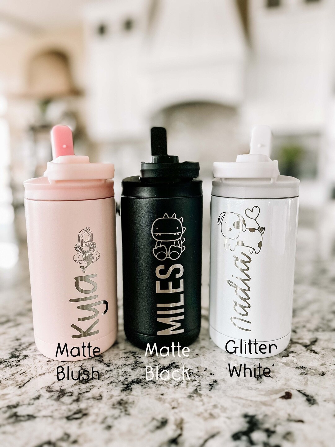 Personalized Kids Water Bottle With Straw,12 Oz Stainless Steel,kids ...