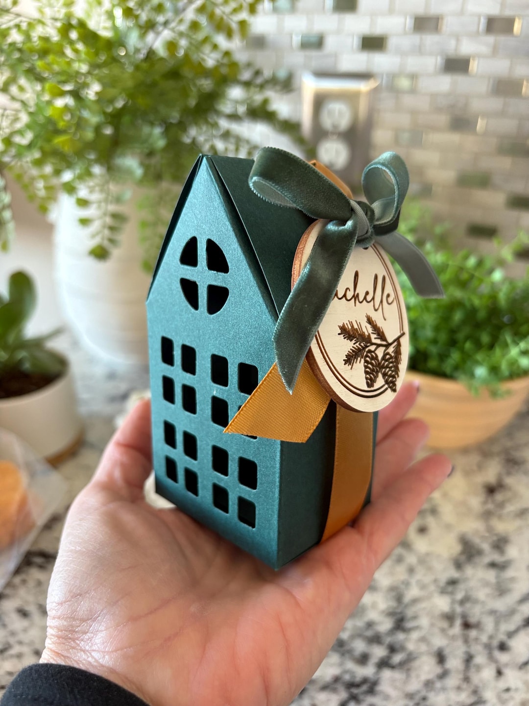 Mini House Gift Box: Holiday Favor Box With Ribbon & Optional Tag - Etsy
