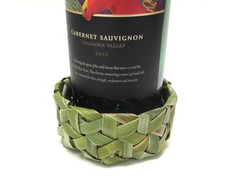 Wine Bottle Coaster in Woven New Zealand Flax