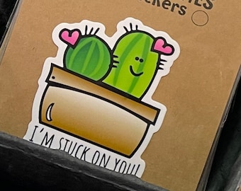 stuck on you sticker // I'm stuck on you - plant cactus succulents // stuck on you sticker //cactus sticker // funny plant stickers