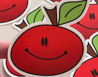 apple sticker // apple  decal // funny apple sticker // cute fruit sticker vinyl sticker