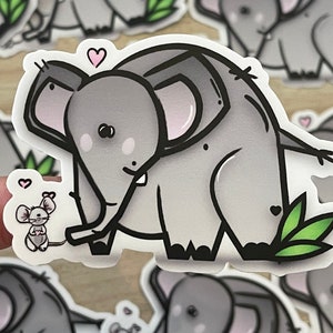 Autocollant d’amour d’éléphant et de souris // autocollant d’éléphant mignon // autocollants de zoo // zoo de calgary // autocollants de zoo pour bébés animaux