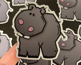 Autocollant en vinyle Hippo // autocollant mignon // autocollant hippopotame ours zoo