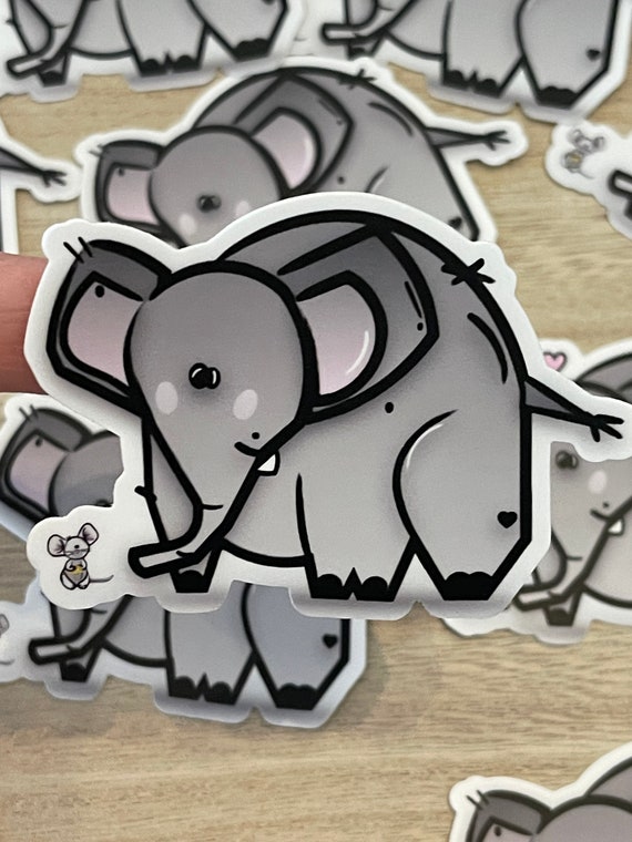 Elephant and mouse sticker // cute elephant sticker // elephant sticker baby // zoo stickers // calgary zoo // baby animal zoo stickers