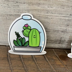 Mignon petit terrarium en verre plante Love Vinyl StickerSticker, Pour les planificateurs, Téléscripteurs d’ordinateurs portables, Tendance maintenant, Autocollants de boîtier de téléphone, pour les adolescents