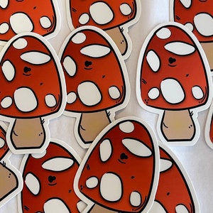 Skinny mushroom sticker // toadstool // funny fungi // fall vinyl sticker