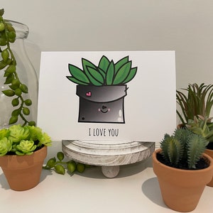 I love you card - plant succulent card