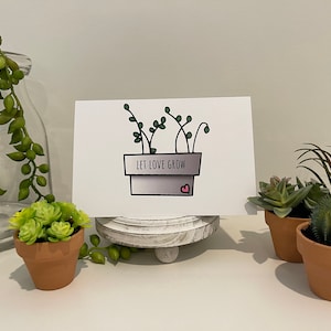let love grow - plant cactus succulent card