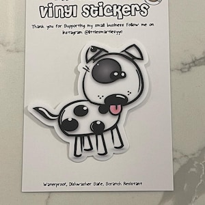 Cute Black and white dog  Vinyl Sticker / puppy sticker / puppy dog decal / spot little rascals dog // spud Mackenzie sticker / cute cartoon