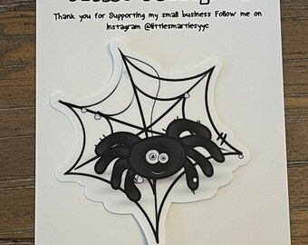 Cute Halloween  Spider Vinyl Sticker  / spider web sticker // spooky spider / cute spider sticker
