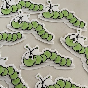 Cute  caterpillar Vinyl Sticker // worm sticker //  bugs // fuzzy caterpillars // caterpillar decal / bugs decal