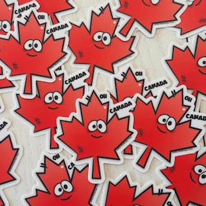 Cute canada Vinyl Sticker // canada sticker // oh Canada decal // canada day // travel canada/ maple leaf sticker / elbows up