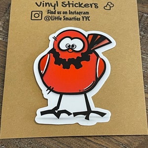 Linda pegatina de pájaro rojo // pegatina de pájaro cardenal // calcomanías de pájaro pájaro rojo bebé // pegatina de pájaros de primavera // pájaro de dibujos animados