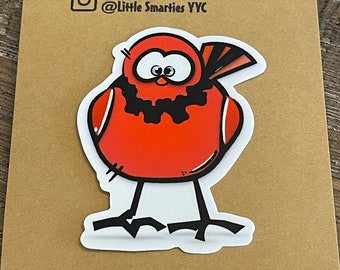 Linda pegatina de pájaro rojo // pegatina de pájaro cardenal // calcomanías de pájaro pájaro rojo bebé // pegatina de pájaros de primavera // pájaro de dibujos animados