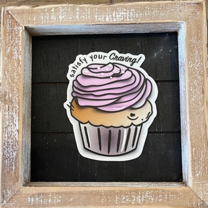 satisfaire votre autocollant de fringale // autocollant de cupcake // autocollant de fête des mères // autocollant en vinyle sucré cupcakes