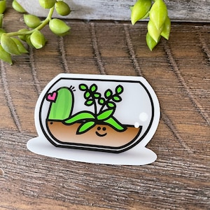 Mignon petit terrarium plante Love Vinyl Sticker,
