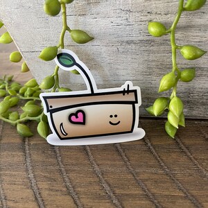 Mignon petit pot de feuille Love Vinyl Sticker,