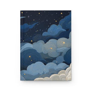 Diario de cielo nocturno de anime, cuaderno de tapa dura nublada, diario mate, cuaderno de escritura celestial, cuaderno de bocetos galácticos