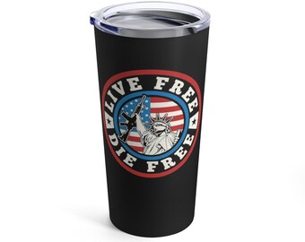Live Free Die Free 2 20oz Tumbler Caneca de café de metal isolada para presente
