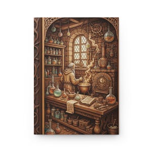 Alchemist Workshop RPG Games Hardcover Journal Matte, Fantasy Notebook, D&D Diary, Magic Spellbook, Potion Recipe Book
