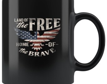 Land of the free Home of the brave 4th of July 2A Freedom Independence Day Mug fourth of July Patriotic Vintage Look