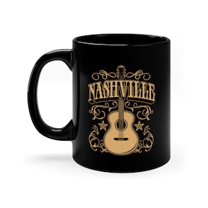 Country Music Nashville Tennessee Floral Nashville City Skyline gift for mom dad him her Ceramic coffee mug tea drink beverage cup gift