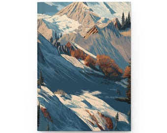 Snowy Mountain Journal, Alpine Landscape Notebook, Wilderness Adventure Sketchbook, Nature Inspired Diary HardCover Journal Gift