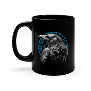 Gothic Black Raven Wildlife Raven Lovers Blue Eye Black Raven Geschenk für Sie Keramik-Kaffeetasse Teegetränk Getränketasse als Geschenk fertig