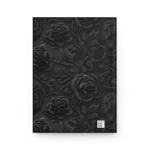 Journal rose en relief noir, cahier floral gothique, cahier d'écriture esthétique sombre, cadeau élégant pour écrivains, papeterie sorcière image 3