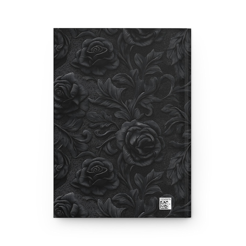 Journal rose en relief noir, cahier floral gothique, cahier d'écriture esthétique sombre, cadeau élégant pour écrivains, papeterie sorcière image 3