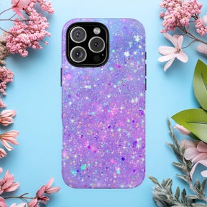 Glitter Effect Pink Purple unicorn  Dual-Layer tough Phone Case iPhone, Samsung & Pixel Cover | Matte Glossy Finish Unique Case