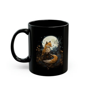 Cottagecore fox mug, celestial mystical, Cute Animal Fox lovers Moon gifts for him her Ceramic coffee mug tea drink beverage cup gift ready