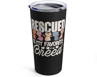 RescuedCats 20oz Tumbler Insulated metal coffee mug drink beverage mug gift ready