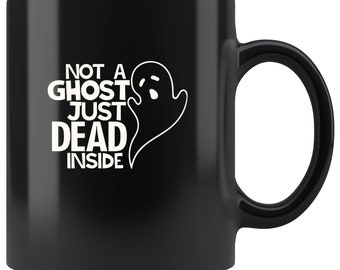 Dead Inside Coffee Mug: Black Ceramic with Funny Quote (11oz)