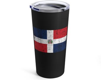 FlagofDominicanRepublicDistressedT Shirt Template Merch By AMZN 20oz Tumbler Insulated metal coffee mug drink beverage mug gift ready