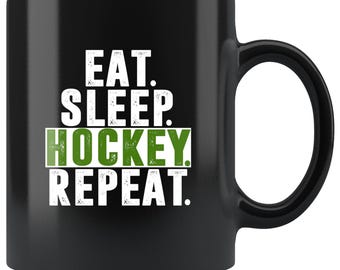 Divertente giocatore di hockey tifoso mangia dormi hockey ripeti