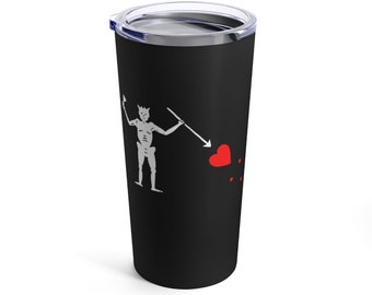 Pirate Flag Of Blackbeard Edward Teach Veteran Operator Jolly Roger 20oz Tumbler Insulated metal coffee mug drink beverage mug gift ready