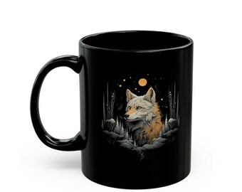 Cottagecore Moon Forest Fox Head Forest Cute Fox Lovers Nature regalo para él sus tazas de café de cerámica bebida de té taza de bebida regalo listo
