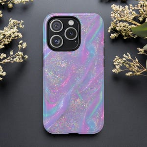 Pink Purple Glitter like design, Liquid Art MagSafe Magnetic Compatible iPhone Case| Full-Wrap Artistic Unique Print, Matte Glossy Finish
