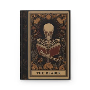 Hardcover Journal Matte, Skeleton Tarot Reader Notebook, Gothic Book Lover Gift, Spooky Stationery, Diary, Writing Journal, Blank
