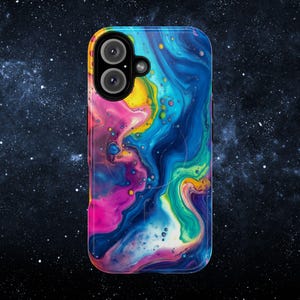 Rainbow swirl abstract fluid MagSafe Magnetic Compatible iPhone Case| Full-Wrap Artistic Unique Print, Matte Glossy Finish