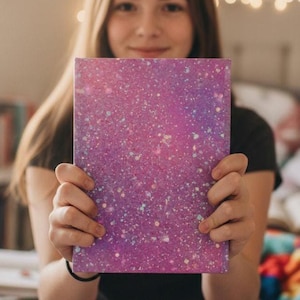 Hardcover Glitter Journal Notebook with matte Cover for Girls Teens Women, Cute Writing Diary Gift for School or Office Use