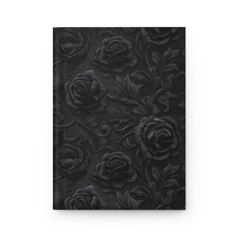 Journal rose en relief noir, cahier floral gothique, cahier d'écriture esthétique sombre, cadeau élégant pour écrivains, papeterie sorcière image 2