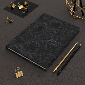 Journal rose en relief noir, cahier floral gothique, cahier d'écriture esthétique sombre, cadeau élégant pour écrivains, papeterie sorcière image 7